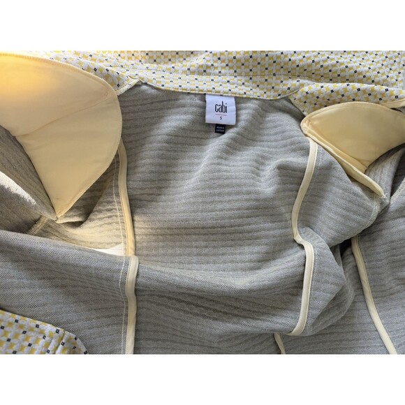 Cabi Hobnob Topper Coat Size S Yellow Black Daffodil Print Double Breasted #6249 - Picture 11 of 15